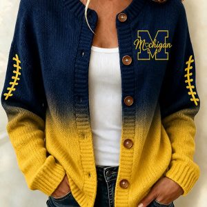 Michigan Football Merch Cardigan HG Michigan Football Fan Clothing Gift For Mother
