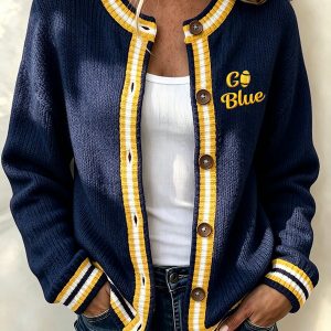 Michigan Football Merch Cardigan HG Michigan Sunday Football Apparel Gift For Woman