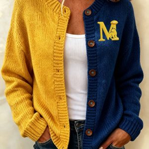 Michigan Football Merch Cardigan HG Michigan Sunday Outfit Merch Gift For Her