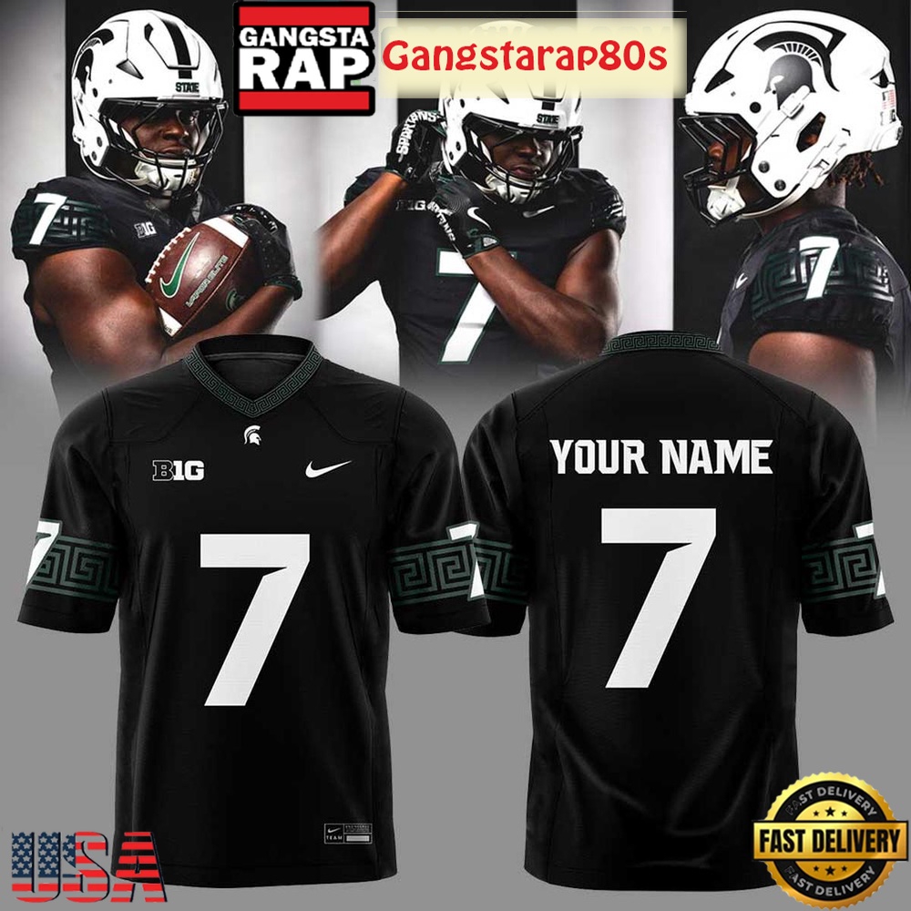 Michigan State Black Spartans Uniform Football Jersey LN