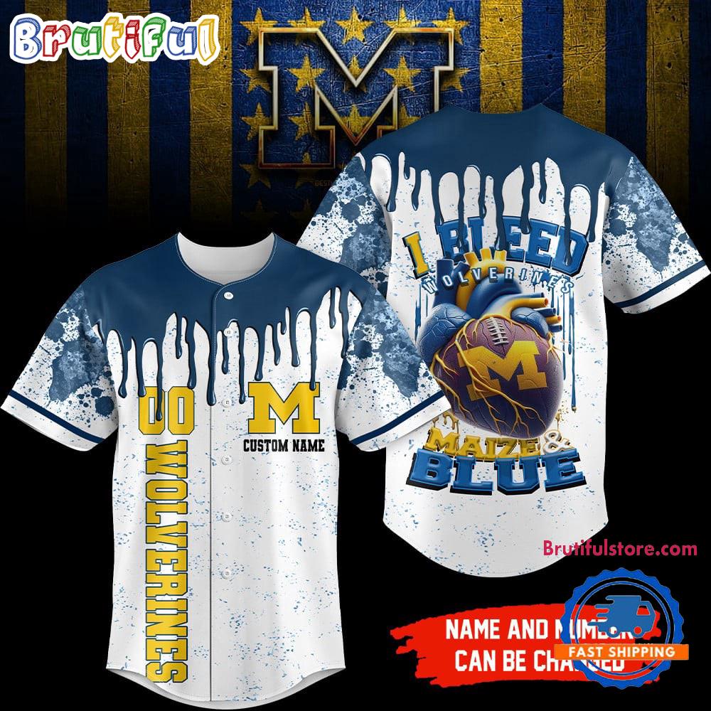 Michigan Wolverines NCAA I Bleed HFN Baseball Jersey