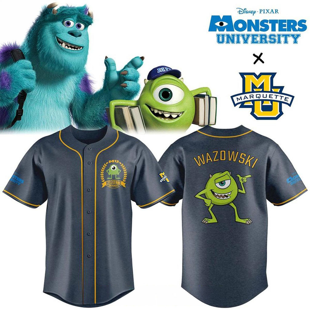 Mike Wazowski X Marquette 2026 Monsters University Baseball Jersey HG Marquette Golden Eagles Merch