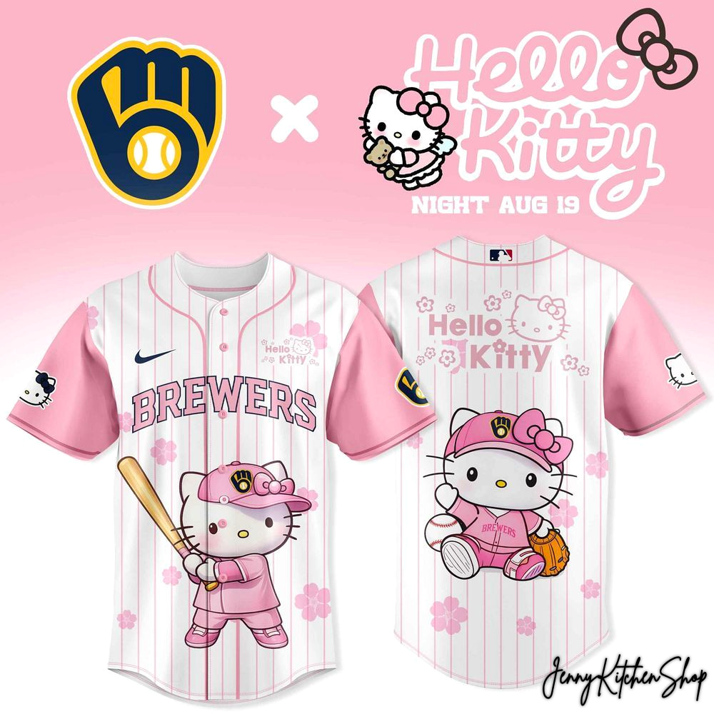 Milwaukee Brewers Hello Kitty 2026 Night Beautiful HFN Baseball Jersey