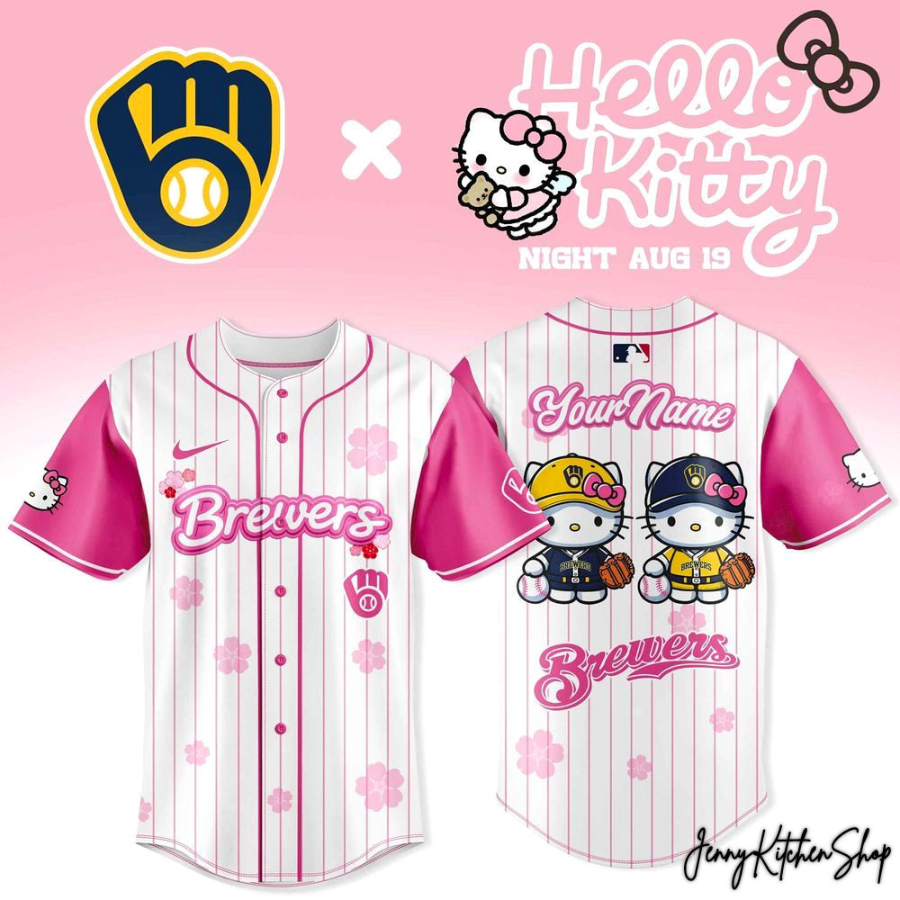 Milwaukee Brewers Hello Kitty 2026 Night Beautiful HFN Baseball Jersey - Image 2
