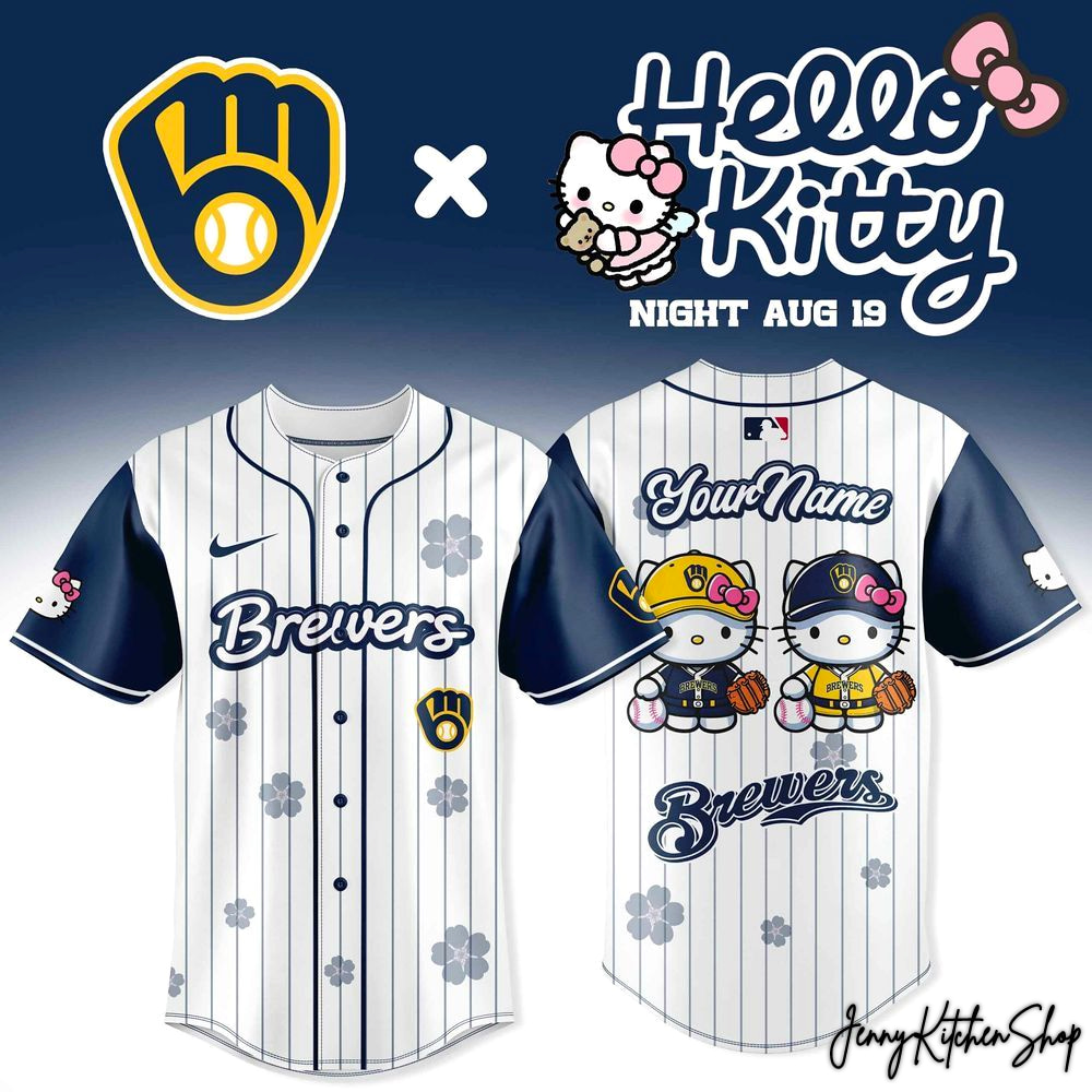 Milwaukee Brewers Hello Kitty 2026 Night Beautiful HFN Baseball Jersey - Image 4