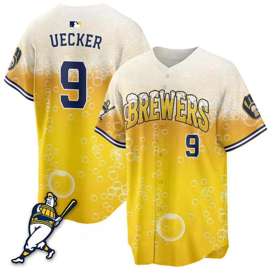 Milwaukee Brewers Pitcher And Pint Baseball Jersey HG #9 Uecker Jersey Brewers Merch Fan Gifts