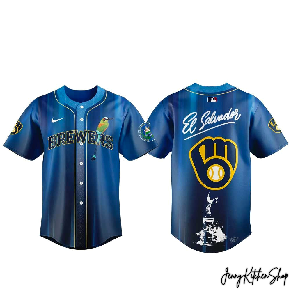 Milwaukee Brewers Salvadoran Heritage Day 2026 HFN Baseball Jersey - Image 2