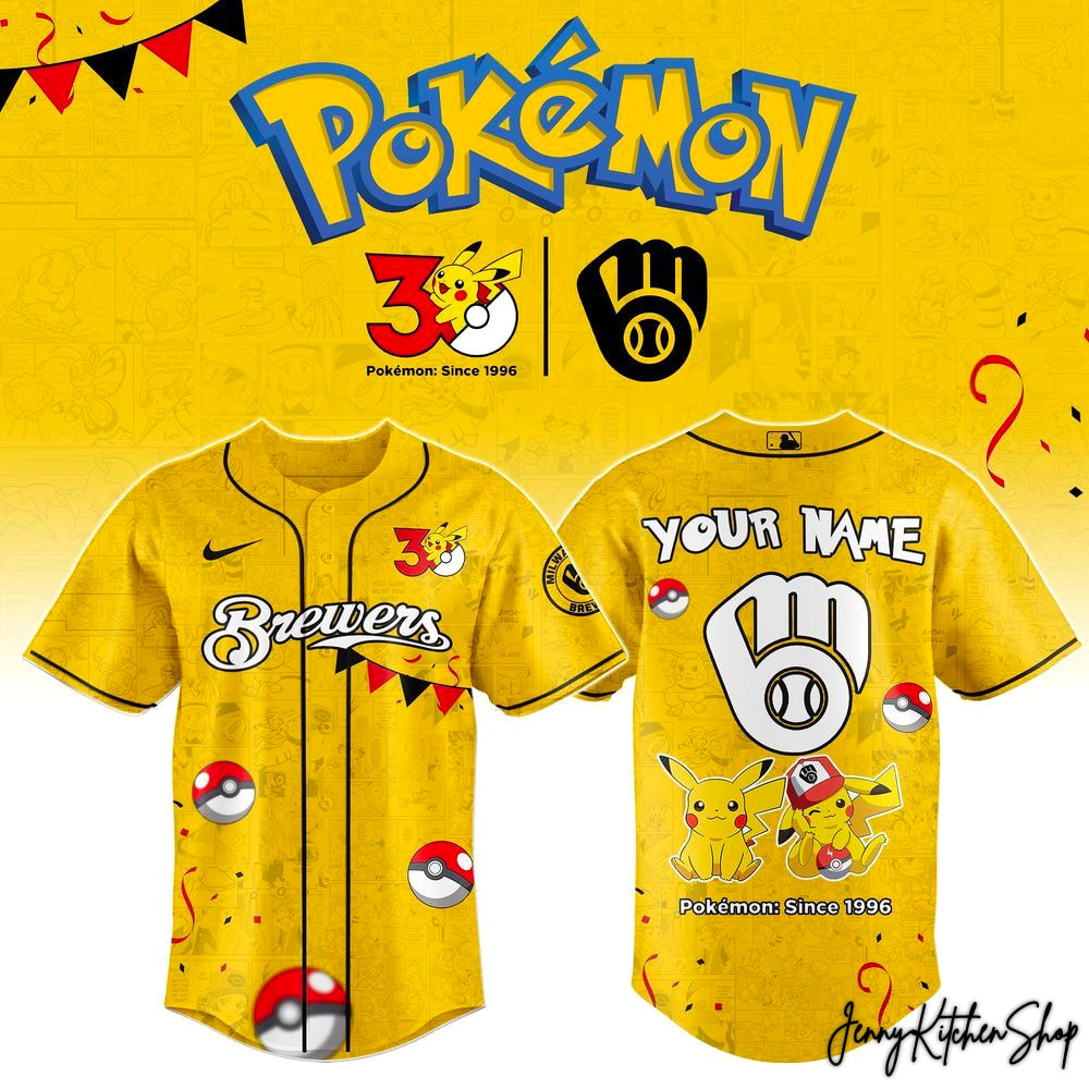 Milwaukee Brewers x Pokemon 30th Anniversary 2026 HFN Baseball Jersey