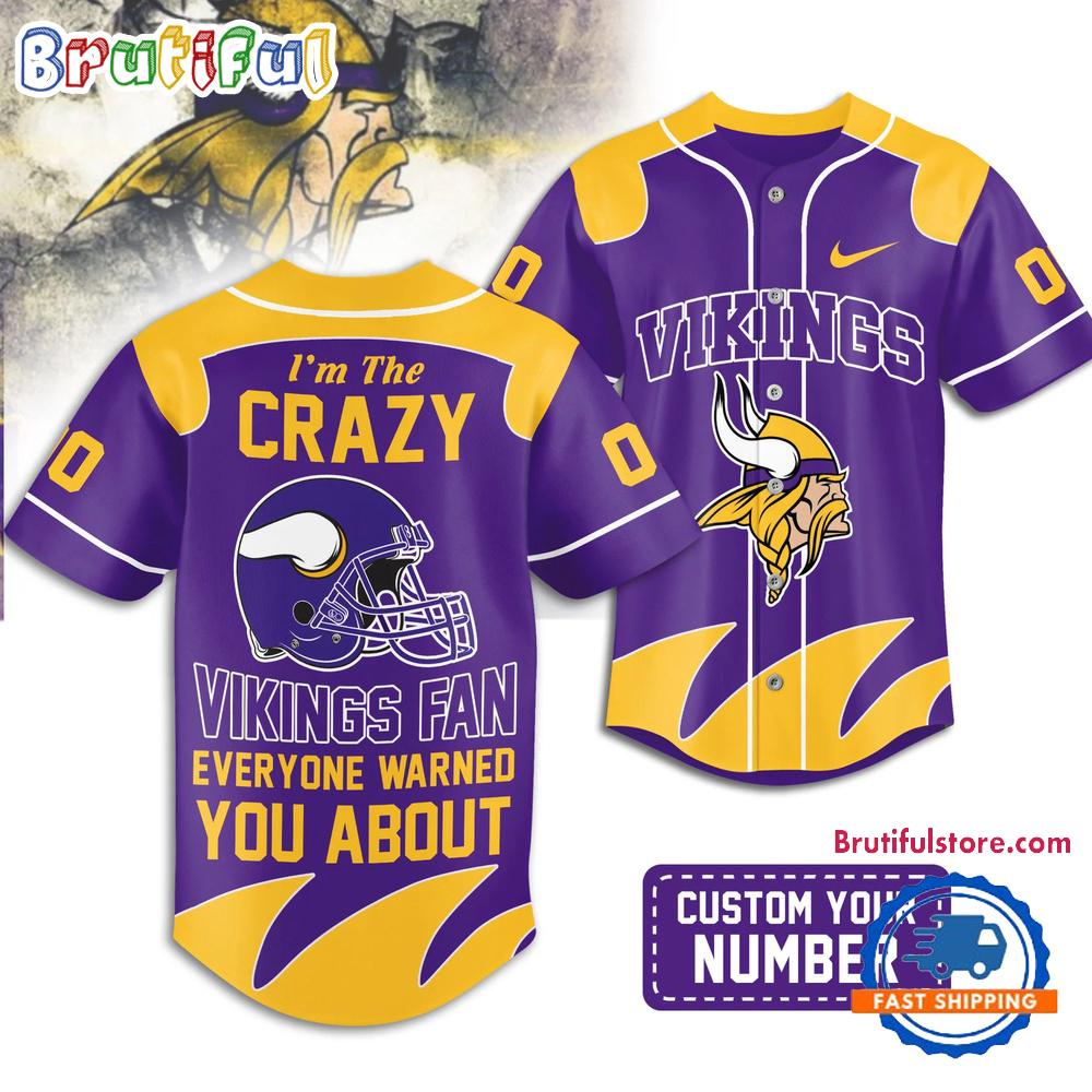 Minnesota Vikings 2026 NFL Crazy Football Fan Personalized HFN Baseball Jersey Shirt