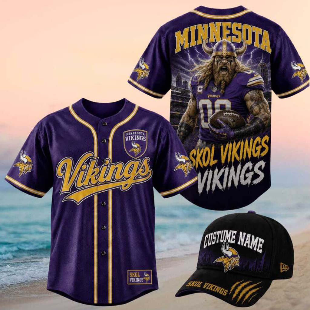 Minnesota Vikings Muscle Viking Warrior Skol Baseball Jersey HG Minnesota Football Merch Fan Gifts