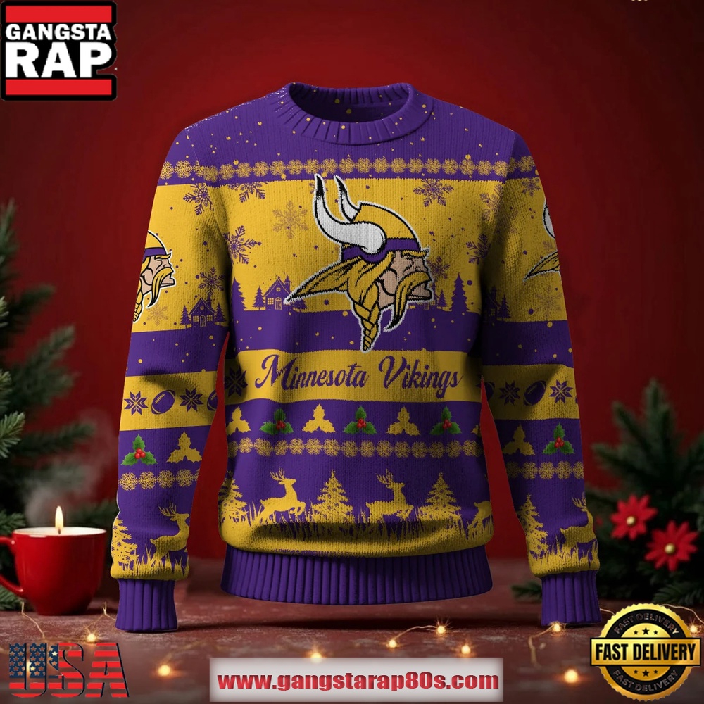 Minnesota Vikings NFL Holiday Spirit Ugly Christmas Sweater LN