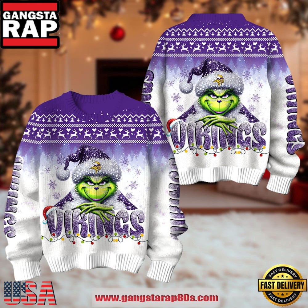 Minnesota Vikings NFL x The Grinch Edition Ugly Christmas Sweater LN