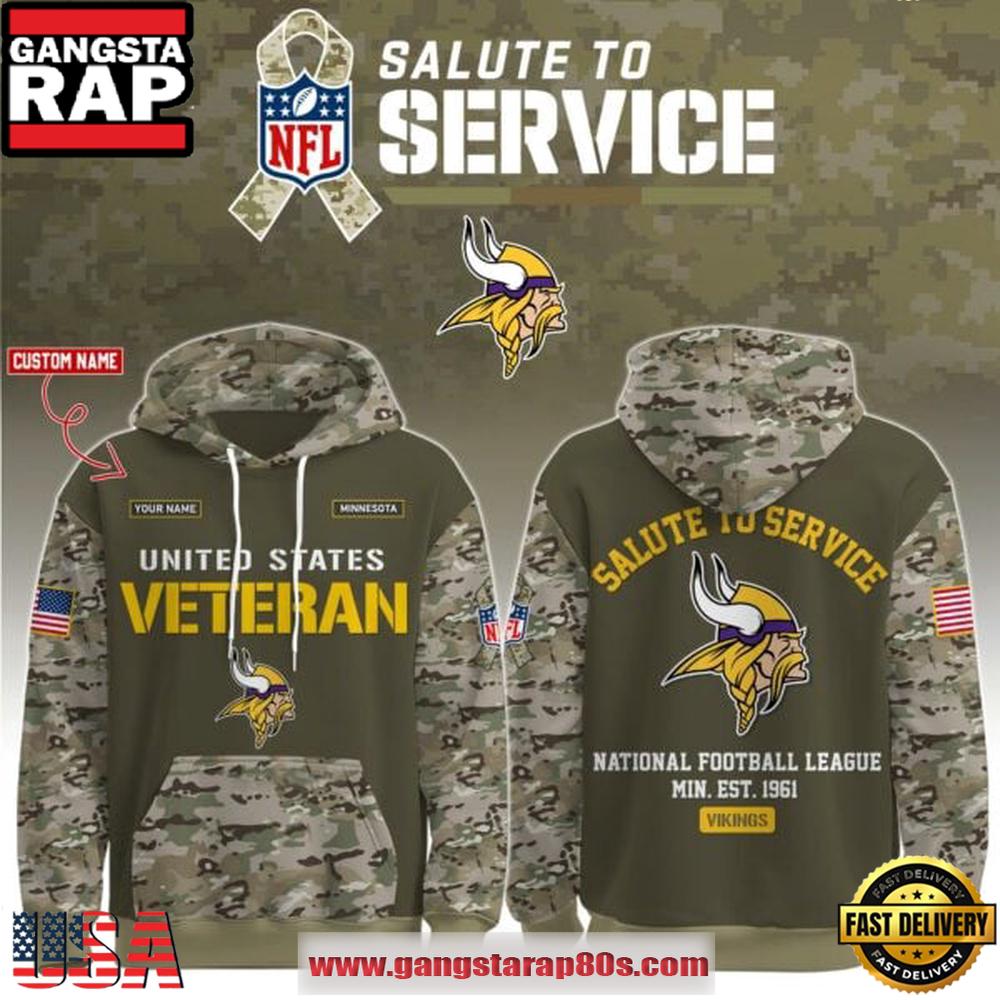 Minnesota Vikings Veteran NFL Veteran Birthday 2025 Custom Name Unisex T-Shirt Hoodie Or Zip-up Hoodie LN