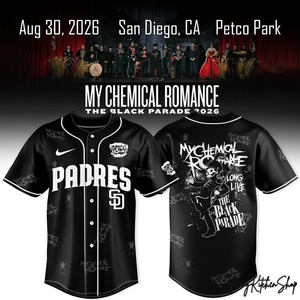 My Chemical Romance x San Diego Padres The Black Parade 2026 HFN Baseball Jersey - Image 2