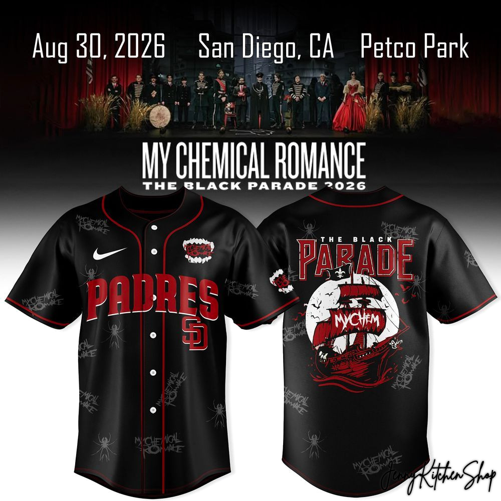 My Chemical Romance x San Diego Padres The Black Parade 2026 HFN Baseball Jersey - Image 3