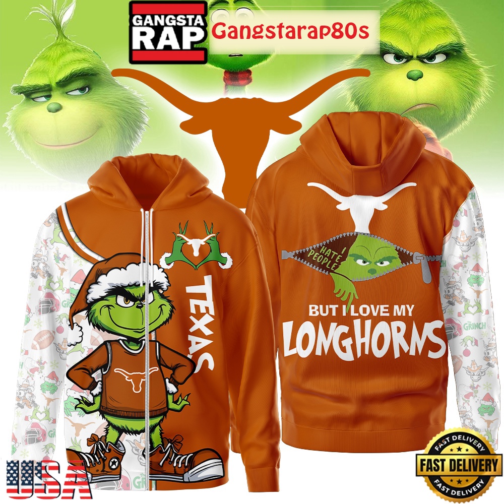 NCAA Texas Longhorns Funny Grinch Football 2025-2026 Zip T-Shirt Hoodie Or Zip-up Hoodie LN Shirt