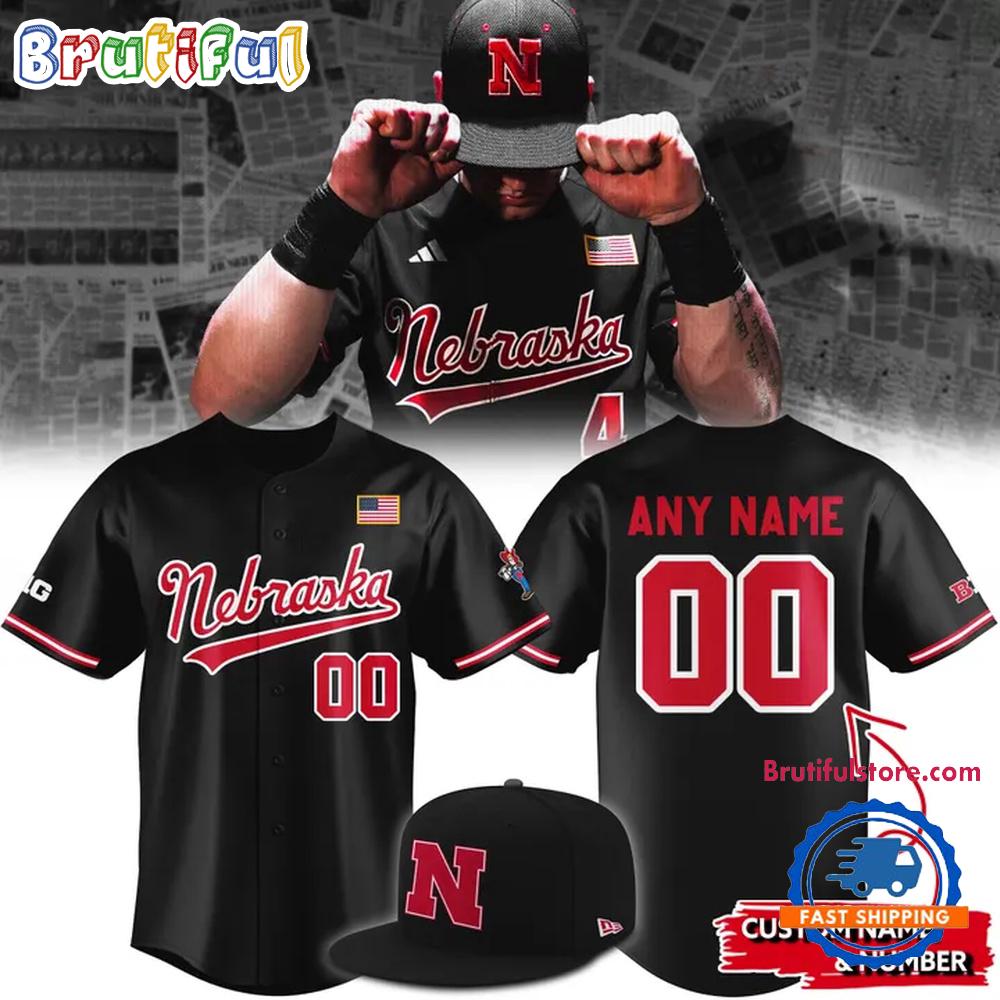 Nebraska Cornhuskers Baseball Back in Black HFN Baseball Jersey Shirt