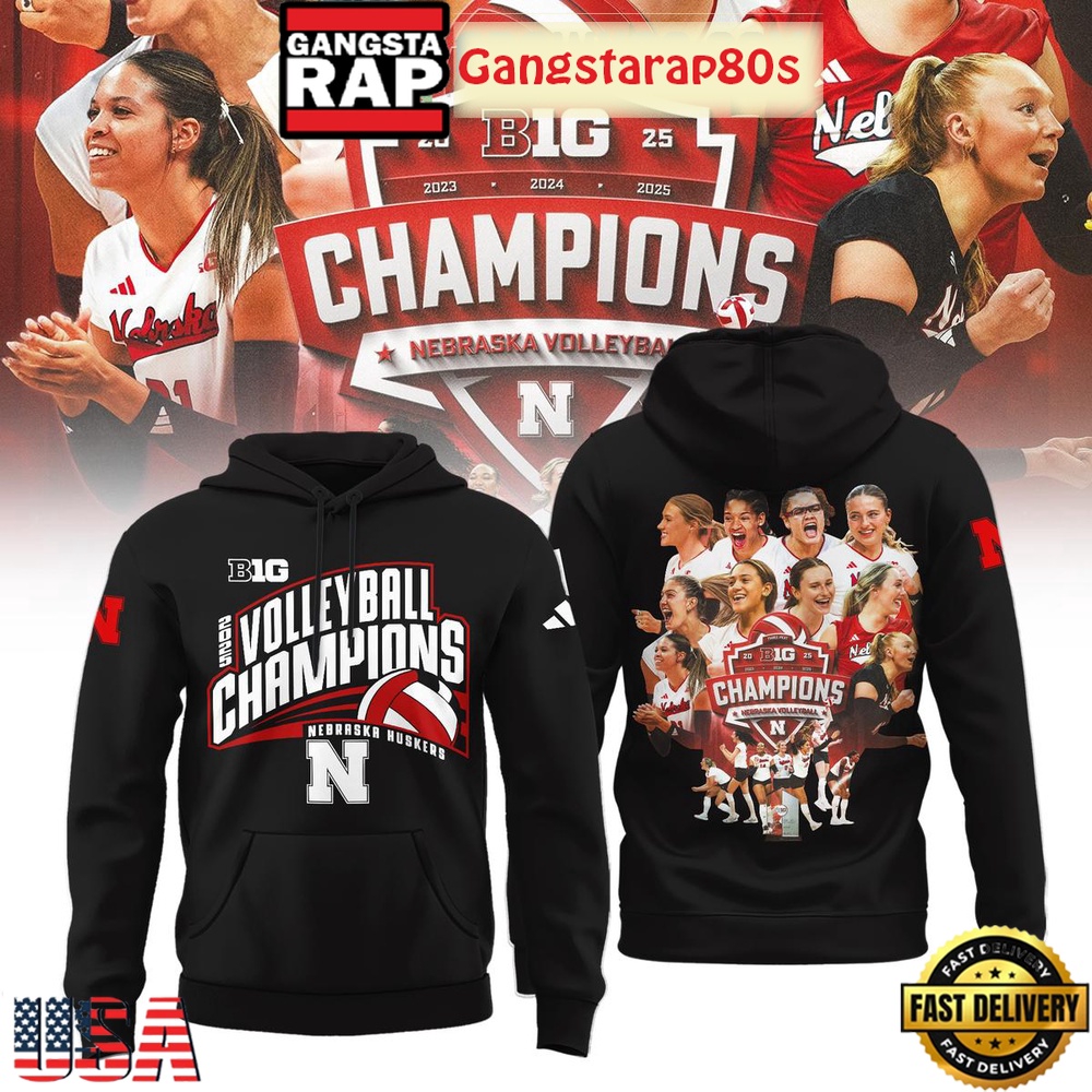 Nebraska Huskers 2025 Big 10 Women’s Volleyball Regular Season Champions Black Unisex T-Shirt Hoodie Or Zip-up Hoodie LN