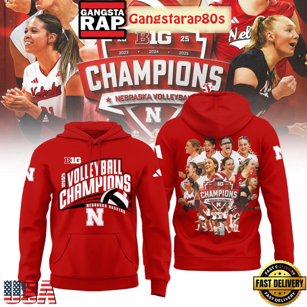 Nebraska Huskers 2025 Big 10 Women’s Volleyball Regular Season Champions Unisex T-Shirt Hoodie Or Zip-up Hoodie LN