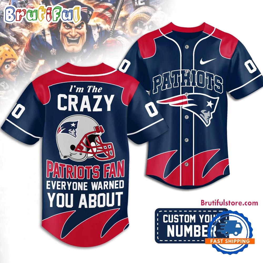 New England Patriots 2026 NFL Crazy Football Fan Personalized HFN Baseball Jersey Shirt