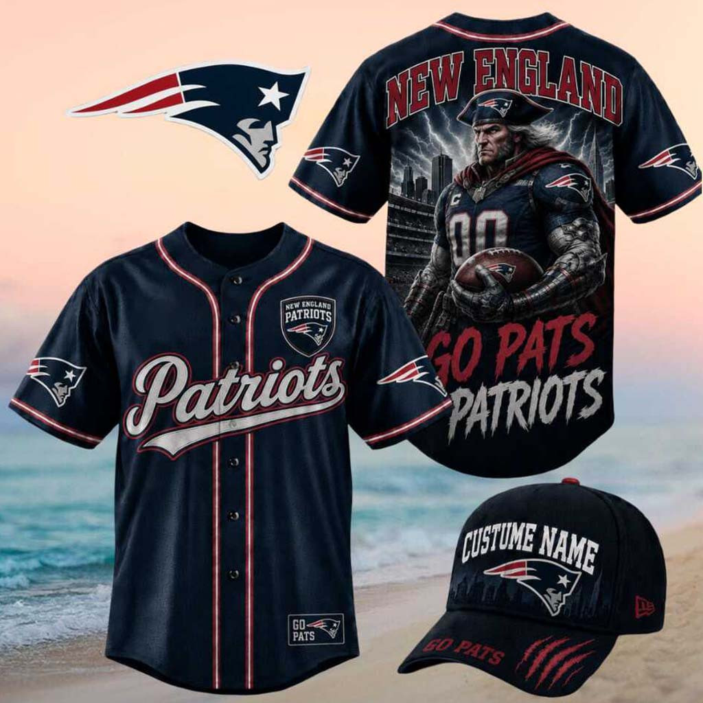 New England Patriots Cyborg Mascot Go Pats Graphic Baseball Jersey HG New England Football Merch