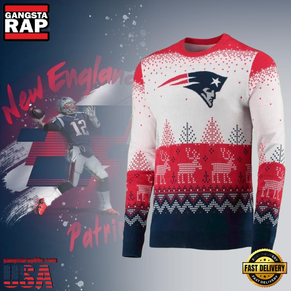 New England Patriots Knit Pullover NFL Christmas Ugly Sweater LN