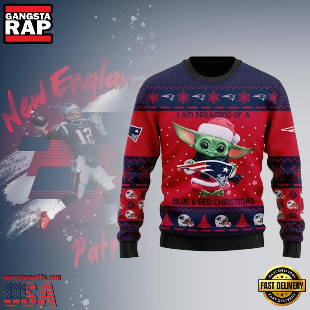 New England Patriots NFL Baby Yoda Cute Christmas Ugly Sweater LN