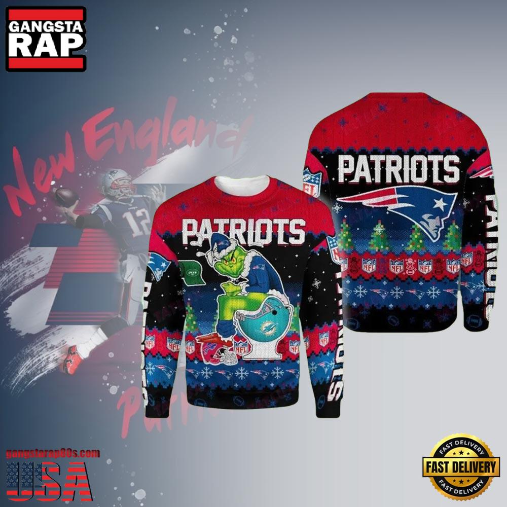 New England Patriots NFL Grinch Bad Guy Christmas Ugly Sweater LN
