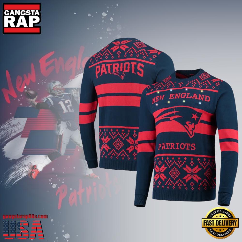 New England Patriots NFL Navy-Red Christmas Ugly Sweater LN