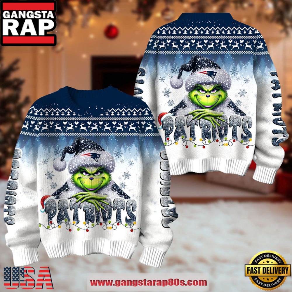 New England Patriots NFL x The Grinch Edition Ugly Christmas Sweater LN