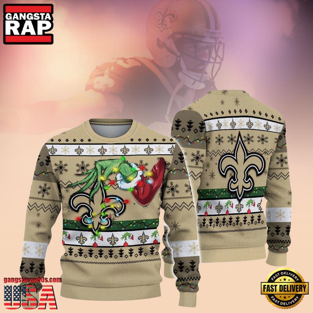 New Orleans Saints Grinch NFL Christmas Ugly Sweater LNs