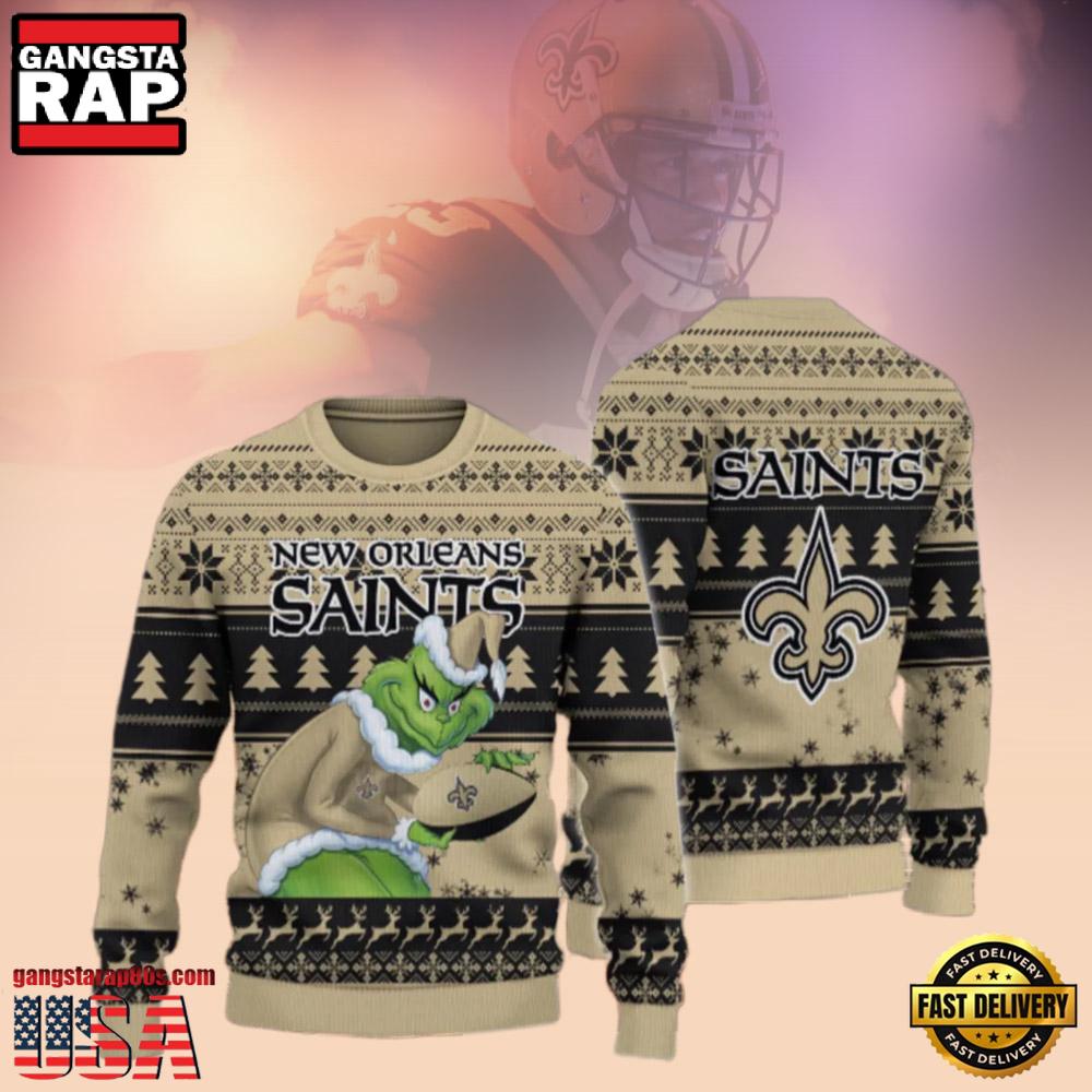 New Orleans Saints Grinch NFL Christmas Ugly Sweater LN