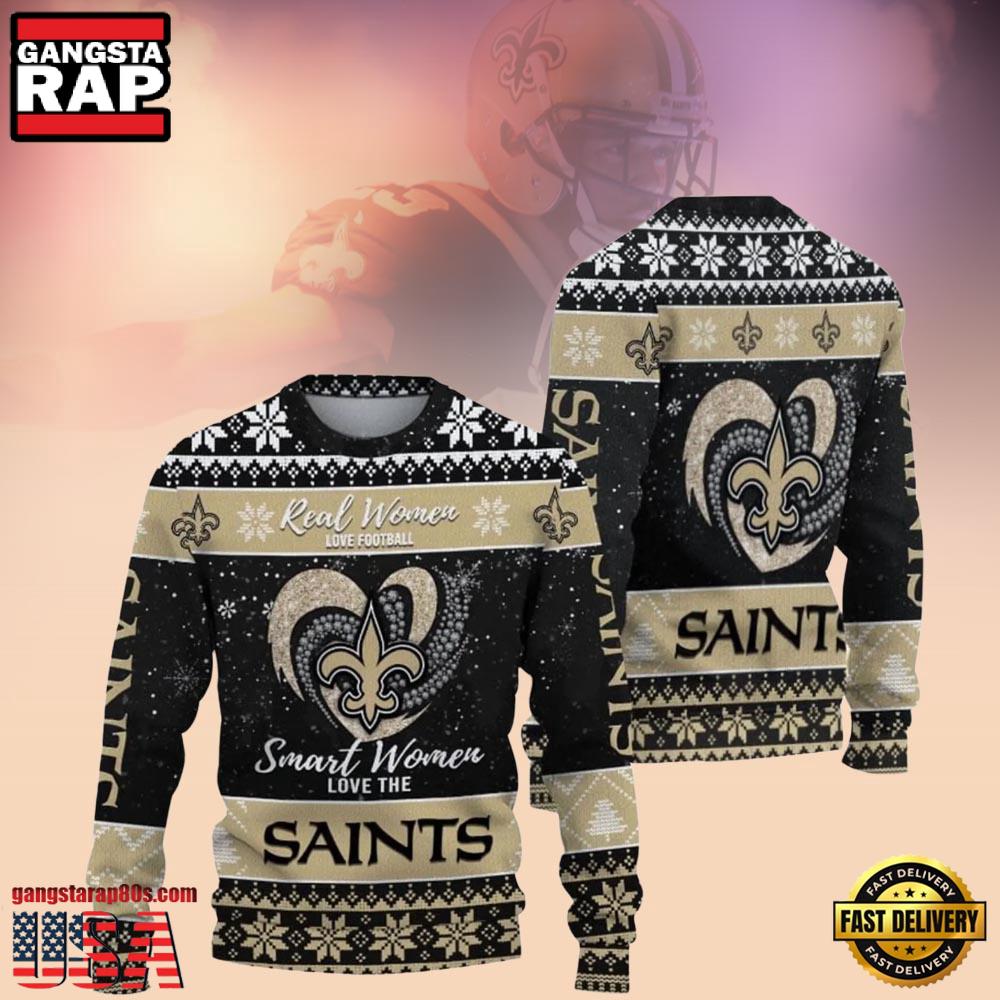 New Orleans Saints NFL Real Women Love Football Smart Women Love Saints Christmas Ugly Sweater LN