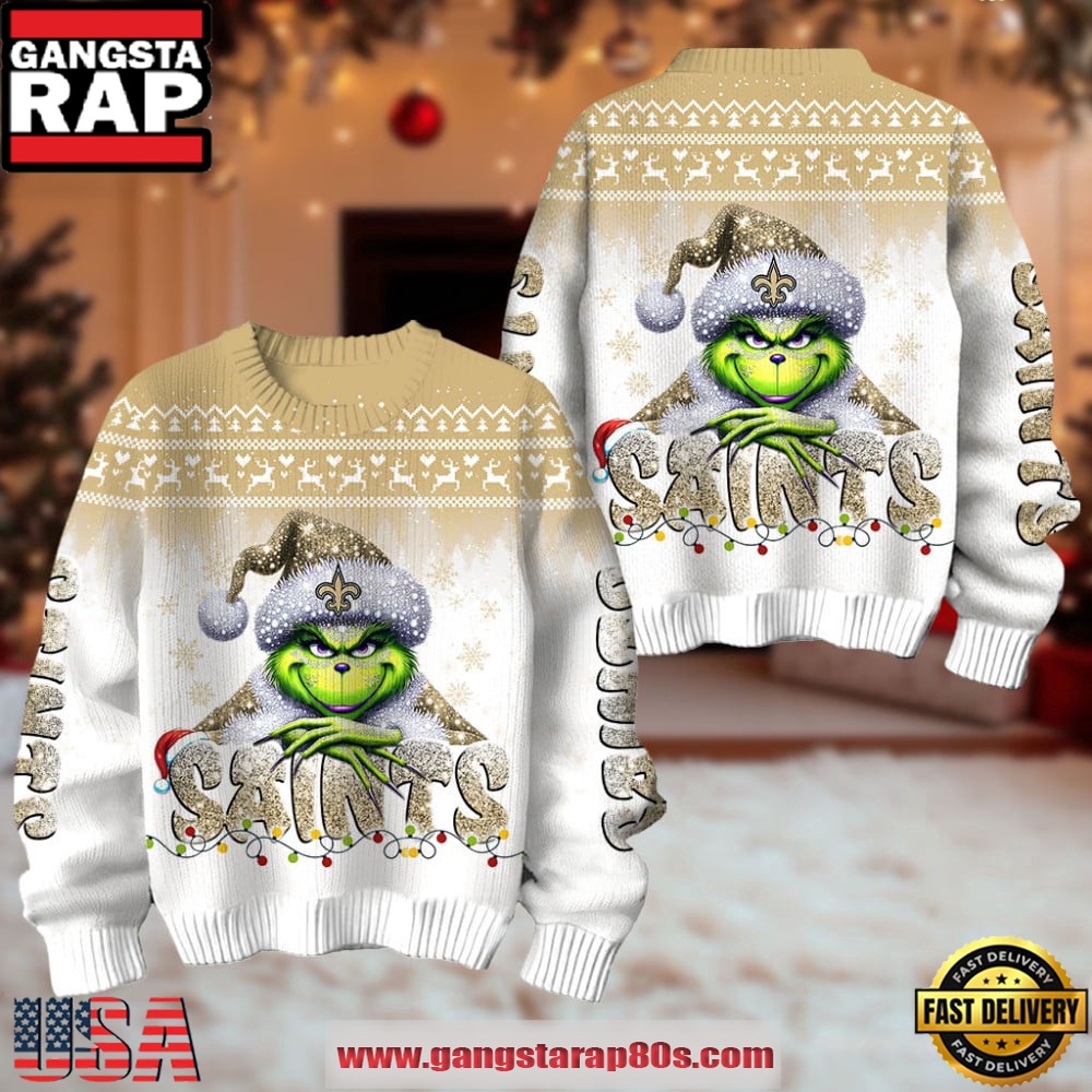 New Orleans Saints NFL x The Grinch Edition Ugly Christmas Sweater LN