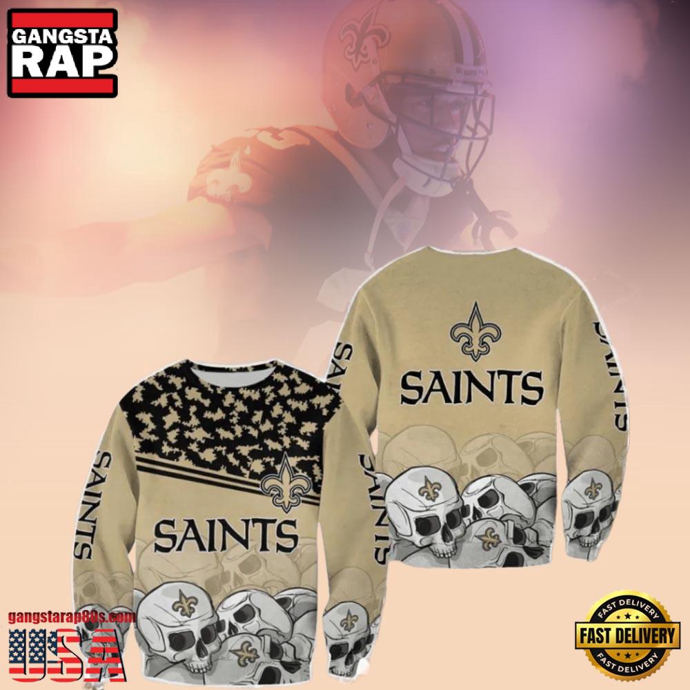 New Orleans Saints Skull Comfy NFL Christmas Ugly Sweater LN