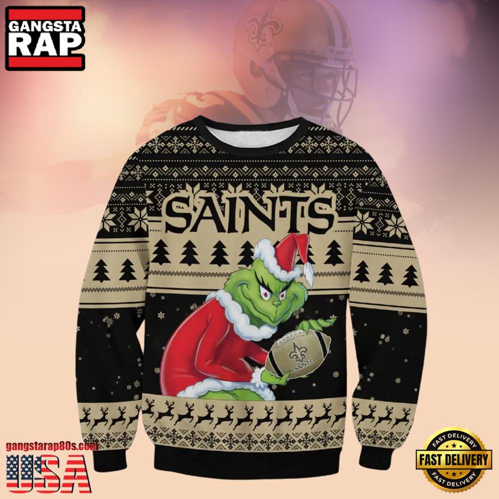 New Orleans Saints The Grinch NFL Christmas Ugly Sweater LN