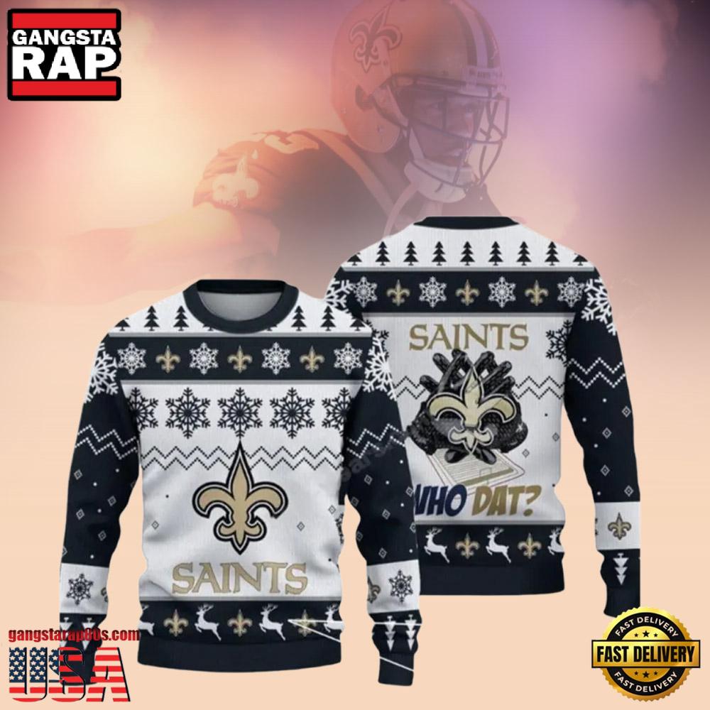 New Orleans Saints Who Dat NFL Christmas Ugly Sweater LNs