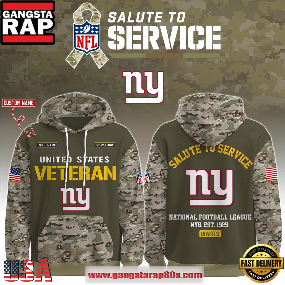 New York Giants NFL Veteran Birthday 2025 Custom Name Unisex T-Shirt Hoodie Or Zip-up Hoodie LN