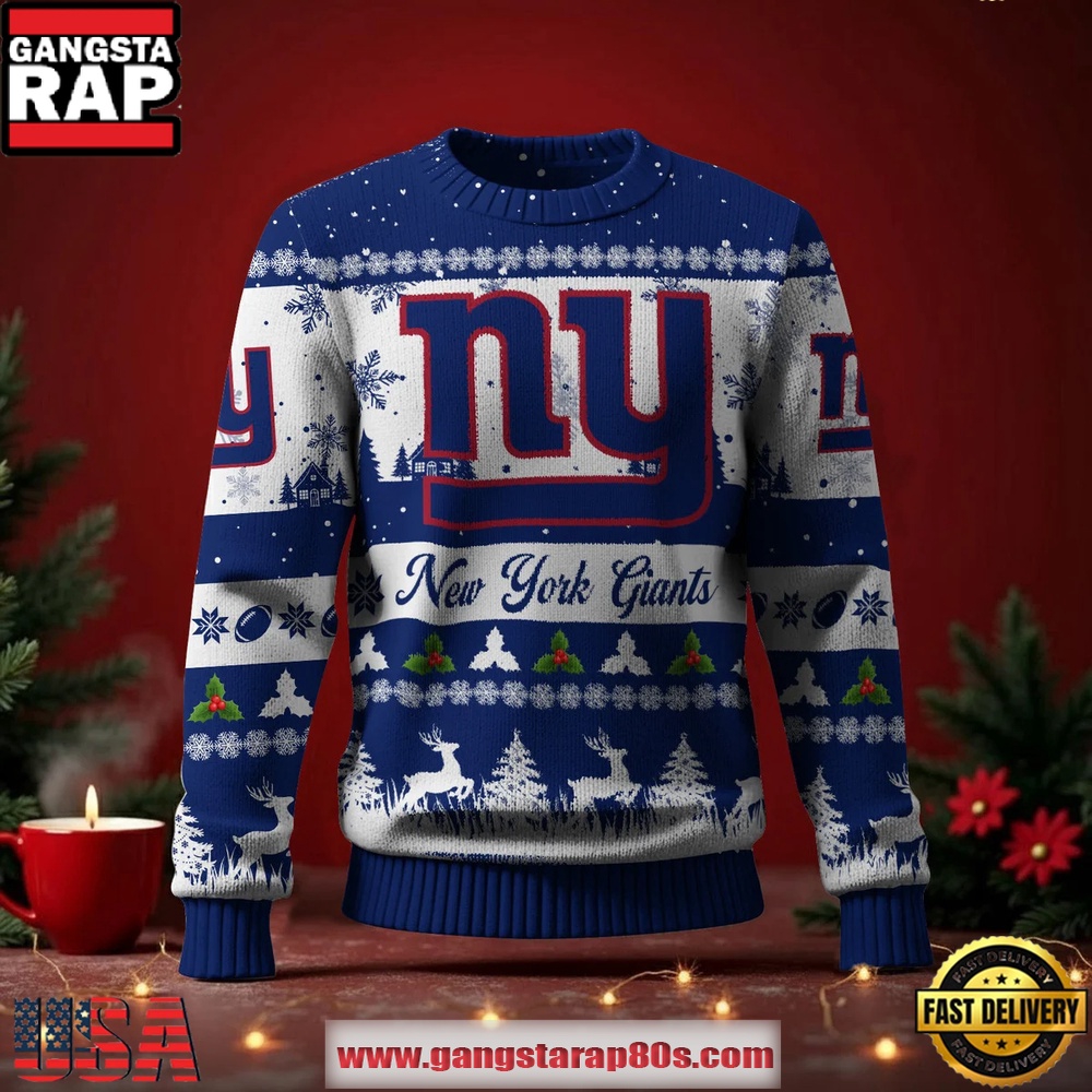 New York Giants NFL Holiday Spirit Ugly Christmas Sweater LN