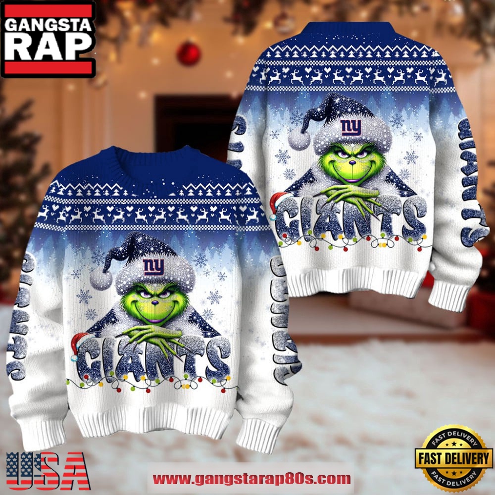 New York Giants NFL x The Grinch Edition Ugly Christmas Sweater LN