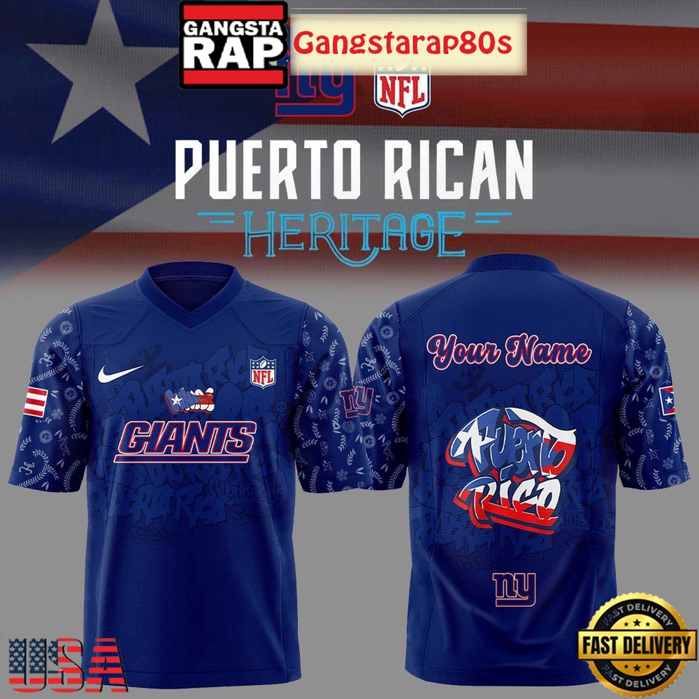 New York Giants Puerto Rican Heritage New Season Personalized Name Football Jersey LN