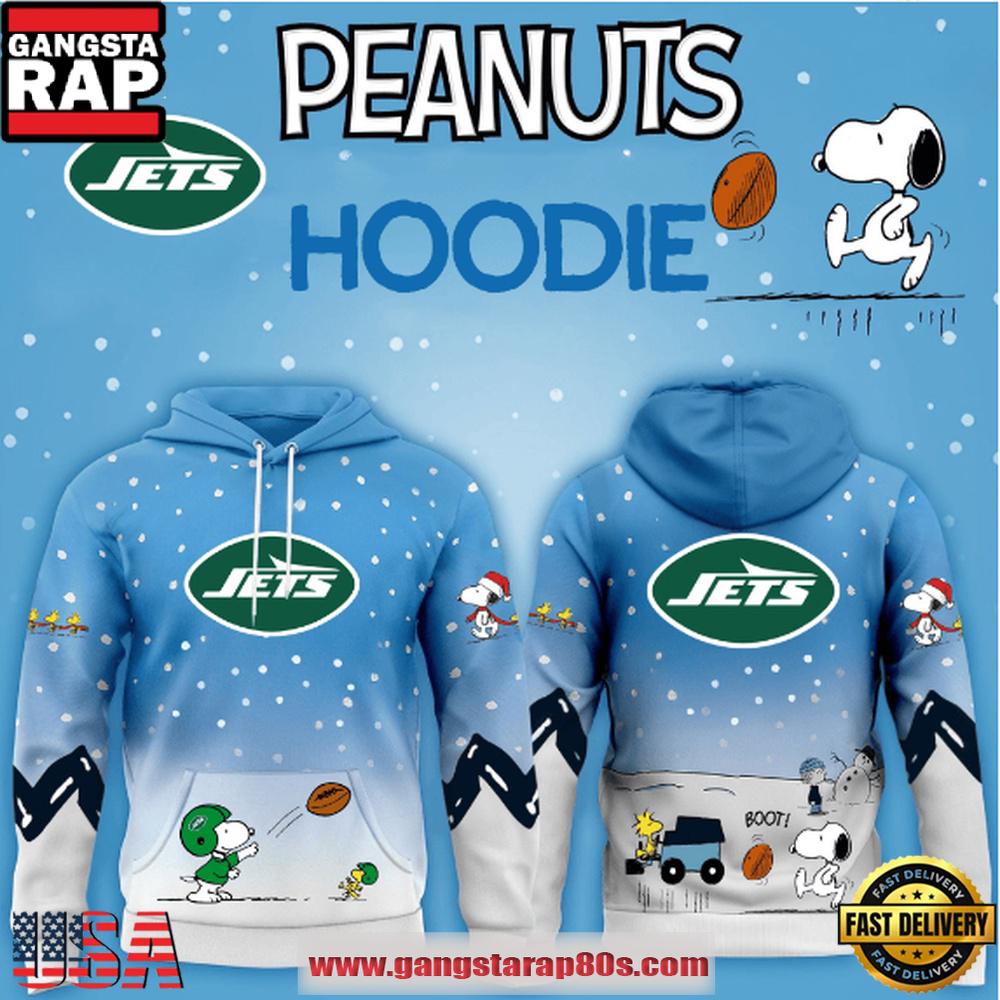 New York Jets NFL x Peanuts Christmas Unisex T-Shirt Hoodie Or Zip-up Hoodie LN