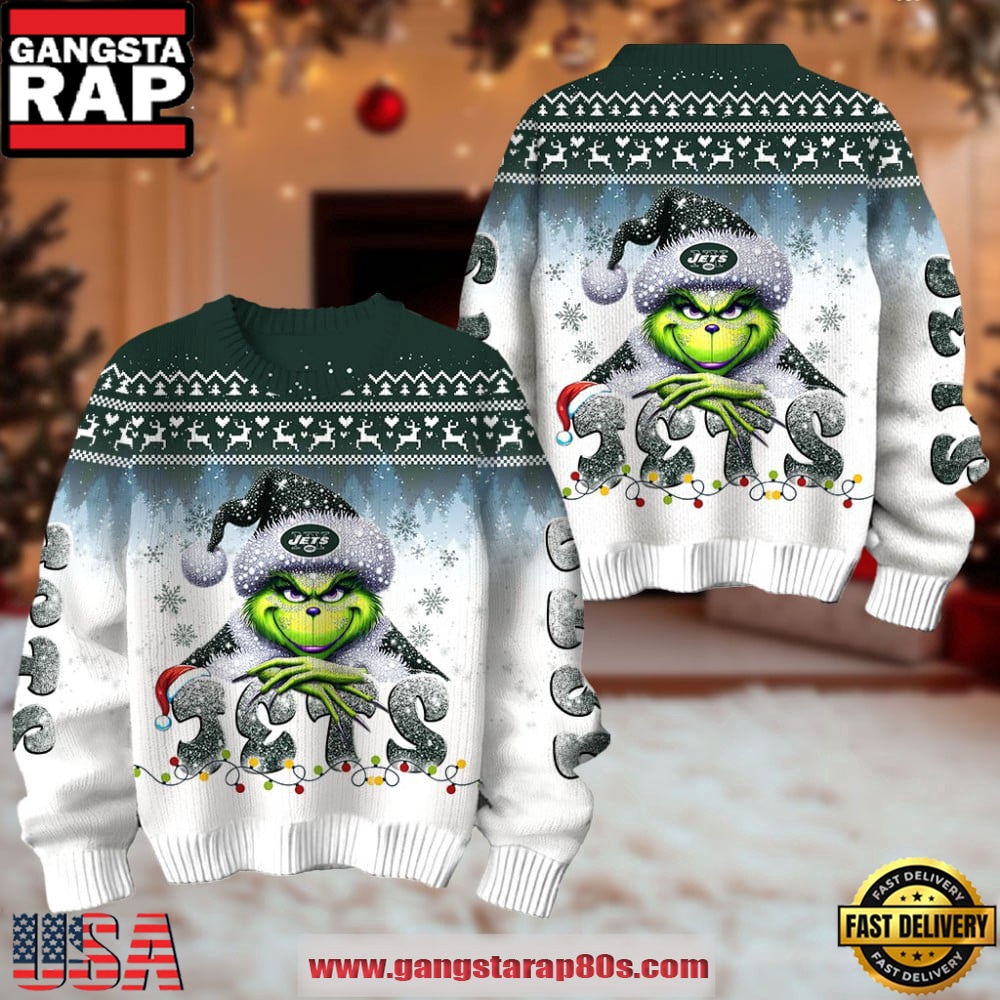 New York Jets NFL x The Grinch Edition Ugly Christmas Sweater LN