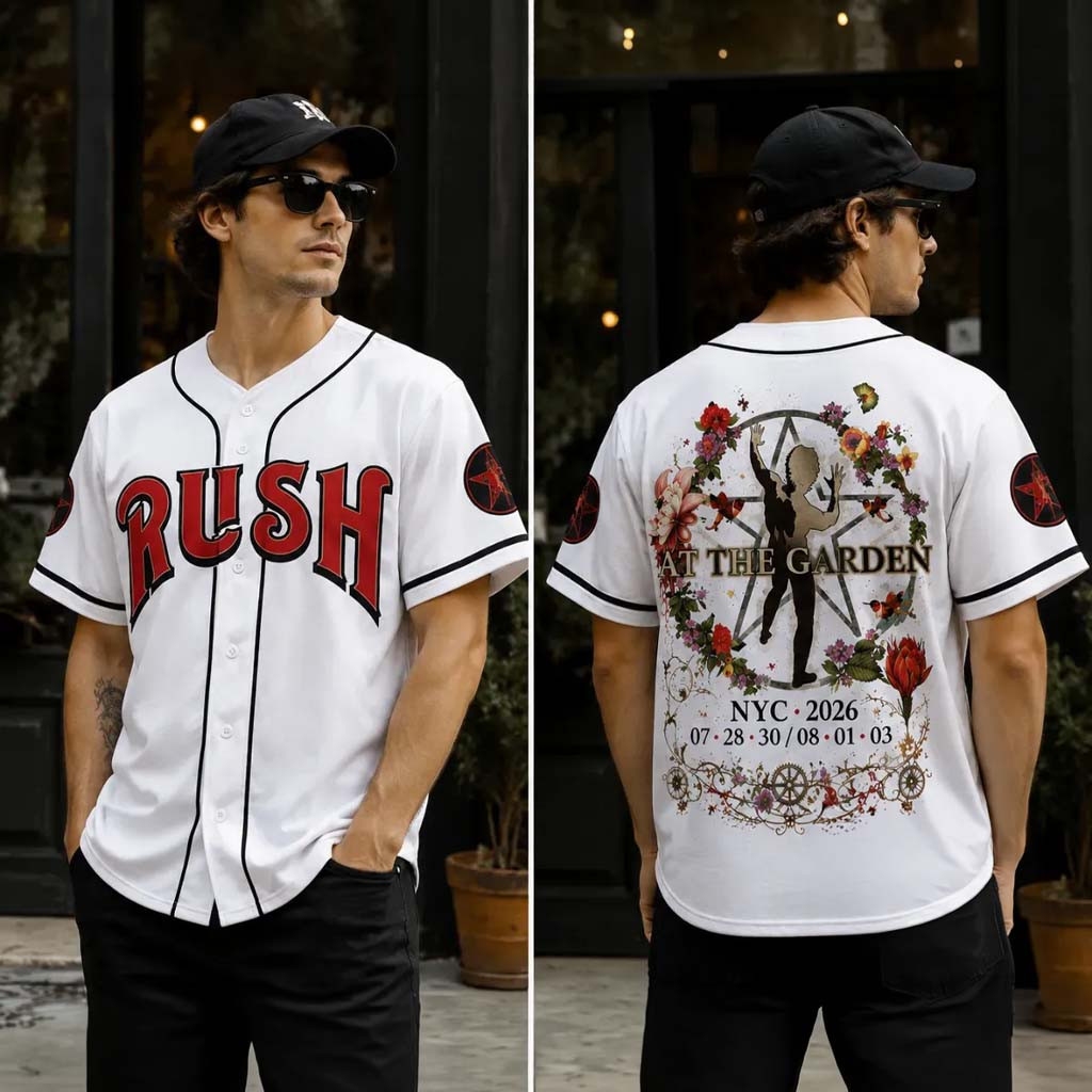 New York RUSH Fifty Something Tour 2026 Baseball Jersey HG At The Garden RUSH Band Merch
