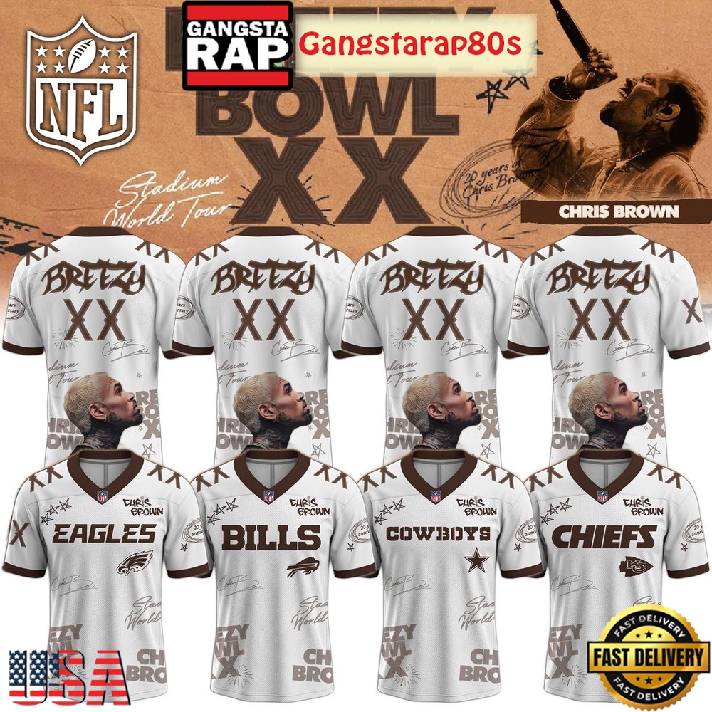 NFL All Teams x Chris Brown Breezy Bowl XX World Special Tour 2025 Football Jersey LN