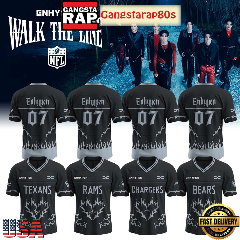 NFL All Teams x Enhypen Walk The Line Tour 2025 Special Personalized Football Jersey LN