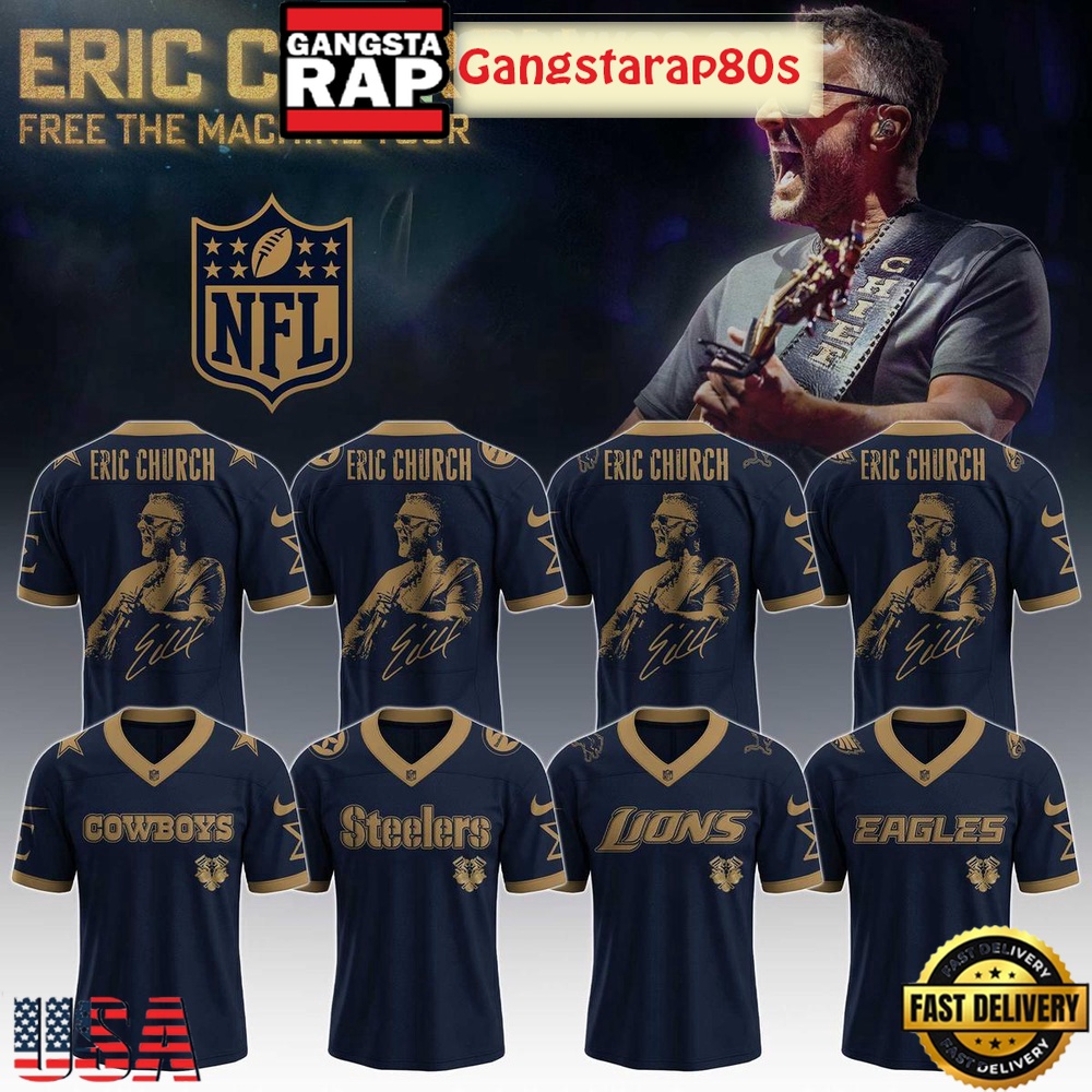NFL All Teams x Eric Church Free The Machine Tour 2025 Special Football Jersey LN