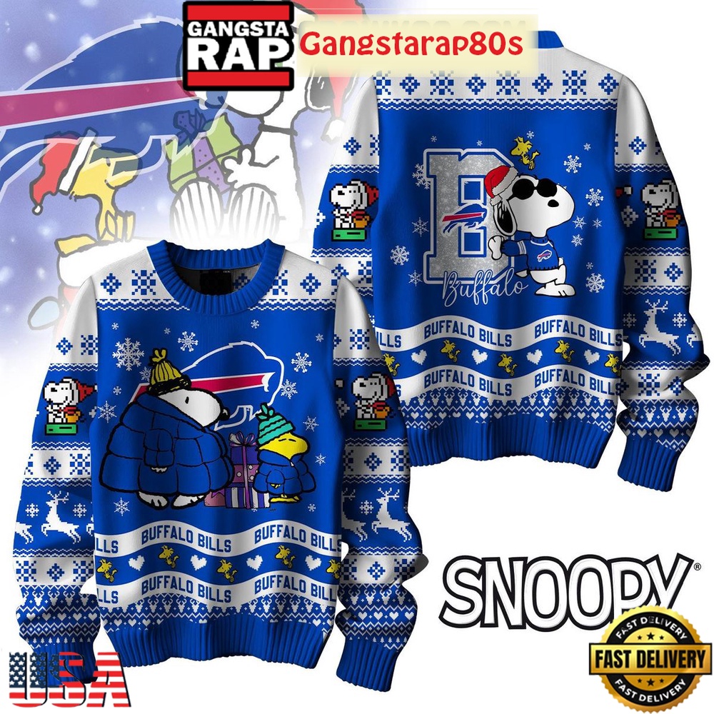 NFL Buffalo Bills x Peanuts Snoopy Ugly Christmas Sweater LN