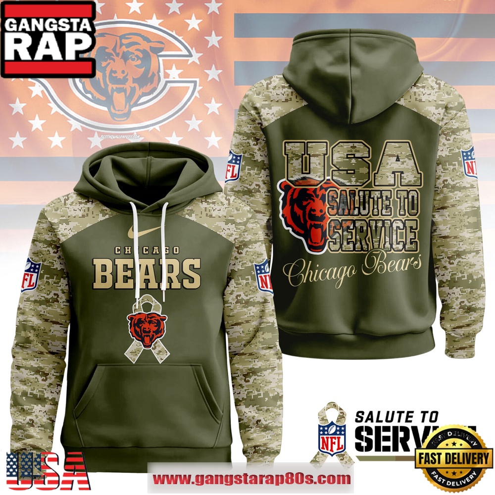 NFL Chicago Bears Salute To Service 2025 All Over Print T-Shirt Hoodie Or Zip-up Hoodie LN