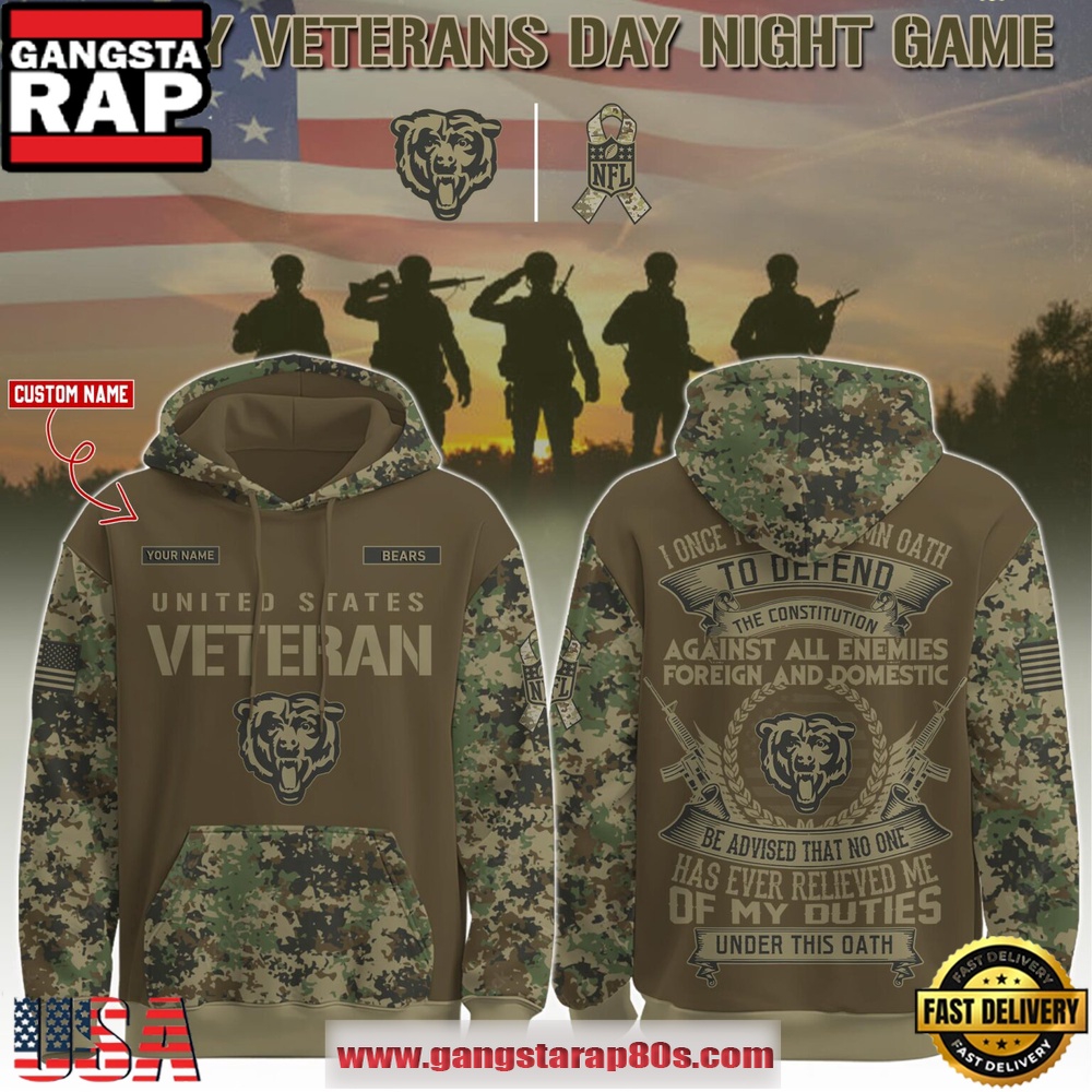 NFL Chicago Bears U.S Veteran I Once Took a Solemn Oath to Defend the Constitution Custom T-Shirt Hoodie Or Zip-up Hoodie LN